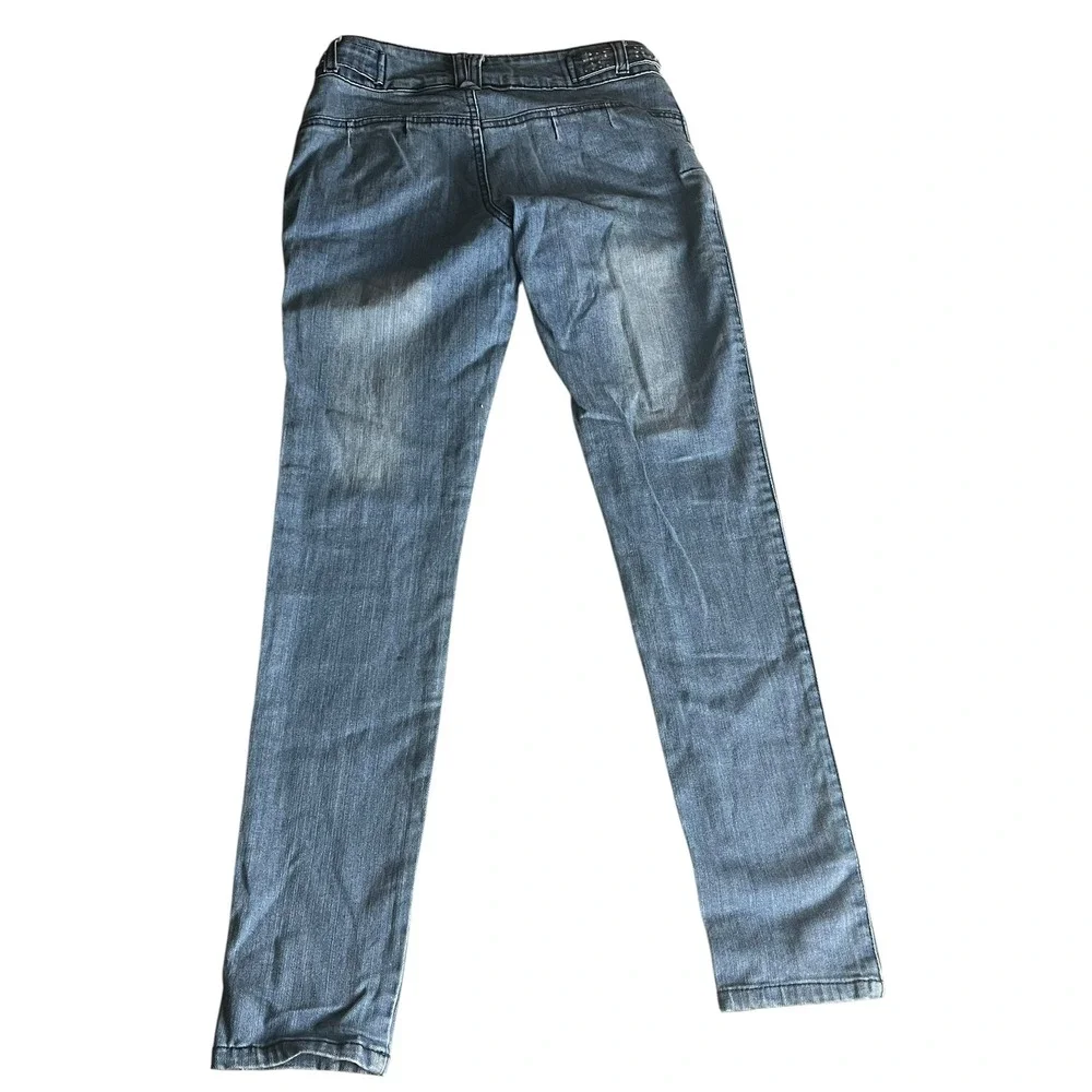 Crystal Vogue Jeans Girls 14 Blue Rhinestone‎ Embellished Y2K Skinny